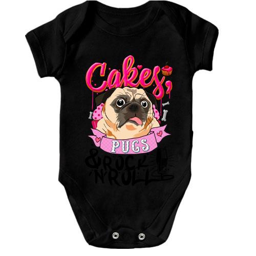 Дитячий боді Cakes Pugs & Rock`n`Roll